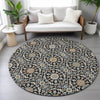 Piper Looms Chantille Panel ACN2199 Black Machine Washable Area Rug Round Lifestyle Image Feature