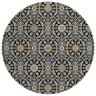 Piper Looms Chantille Panel ACN2199 Black Machine Washable Area Rug Round Main Image