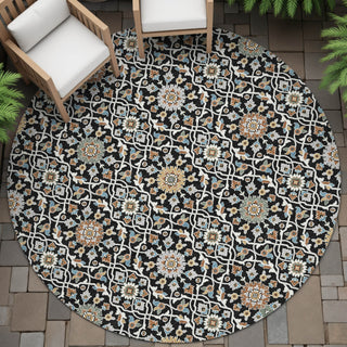 Piper Looms Chantille Panel ACN2199 Black Machine Washable Area Rug Round Outdoor Lifestyle Image Feature
