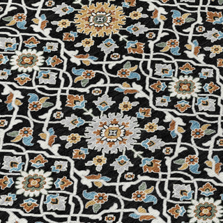 Piper Looms Chantille Panel ACN2199 Black Machine Washable Area Rug Swatch Image