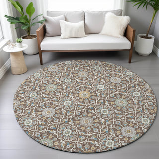 Piper Looms Chantille Panel ACN2199 Chocolate Machine Washable Area Rug Round Lifestyle Image Feature