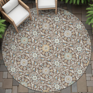 Piper Looms Chantille Panel ACN2199 Chocolate Machine Washable Area Rug Round Outdoor Lifestyle Image Feature