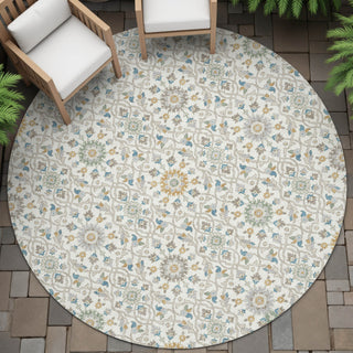 Piper Looms Chantille Panel ACN2199 Ivory Machine Washable Area Rug Round Outdoor Lifestyle Image Feature