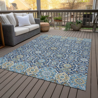 Piper Looms Chantille Panel ACN2199 Navy Machine Washable Area Rug Outdoor Lifestyle Image Feature