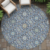 Piper Looms Chantille Panel ACN2199 Navy Machine Washable Area Rug Round Outdoor Lifestyle Image Feature