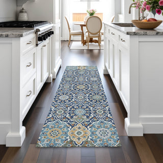 Piper Looms Chantille Panel ACN2199 Navy Machine Washable Area Rug Runner Lifestyle Image Feature
