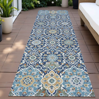Piper Looms Chantille Panel ACN2199 Navy Machine Washable Area Rug Runner Outdoor Lifestyle Image Feature