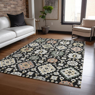 Piper Looms Chantille Bohemian ACN2200 Black Machine Washable Area Rug Lifestyle Image Feature