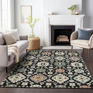 Piper Looms Chantille Bohemian ACN2200 Black Machine Washable Area Rug Lifestyle Image Feature