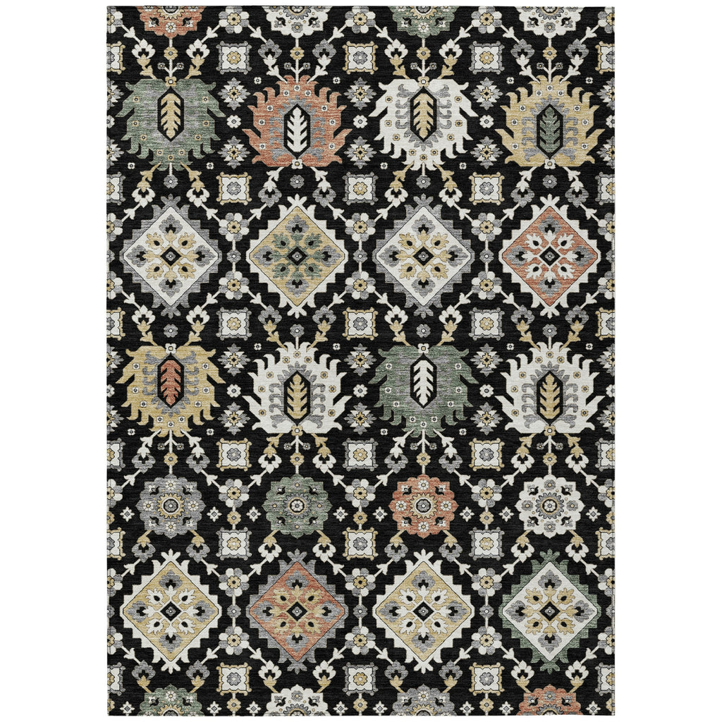 Piper Looms Chantille Bohemian ACN2200 Black Machine Washable Area Rug main image