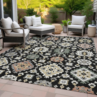 Piper Looms Chantille Bohemian ACN2200 Black Machine Washable Area Rug Outdoor Lifestyle Image Feature