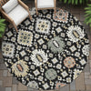 Piper Looms Chantille Bohemian ACN2200 Black Machine Washable Area Rug Round Outdoor Lifestyle Image Feature