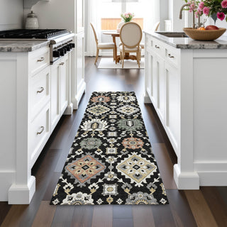 Piper Looms Chantille Bohemian ACN2200 Black Machine Washable Area Rug Runner Lifestyle Image Feature