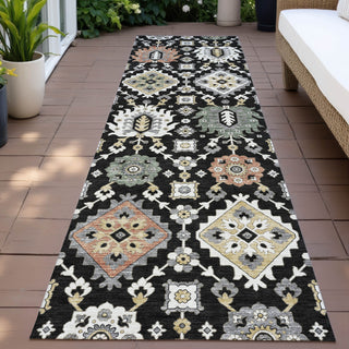 Piper Looms Chantille Bohemian ACN2200 Black Machine Washable Area Rug Runner Outdoor Lifestyle Image Feature
