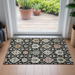 Piper Looms Chantille Bohemian ACN2200 Black Machine Washable Area Rug Scatter Lifestyle Image Feature