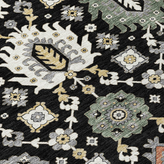 Piper Looms Chantille Bohemian ACN2200 Black Machine Washable Area Rug Swatch Image