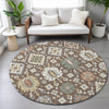Piper Looms Chantille Bohemian ACN2200 Chocolate Machine Washable Area Rug Round Lifestyle Image Feature