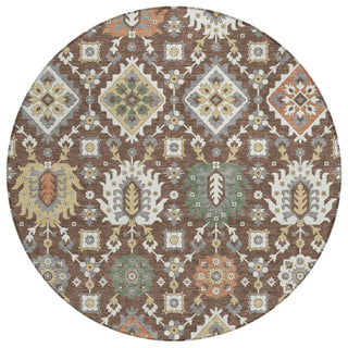 Piper Looms Chantille Bohemian ACN2200 Chocolate Machine Washable Area Rug Round Main Image