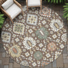 Piper Looms Chantille Bohemian ACN2200 Chocolate Machine Washable Area Rug Round Outdoor Lifestyle Image Feature