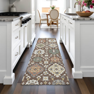 Piper Looms Chantille Bohemian ACN2200 Chocolate Machine Washable Area Rug Runner Lifestyle Image Feature