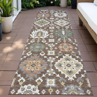 Piper Looms Chantille Bohemian ACN2200 Chocolate Machine Washable Area Rug Runner Outdoor Lifestyle Image Feature