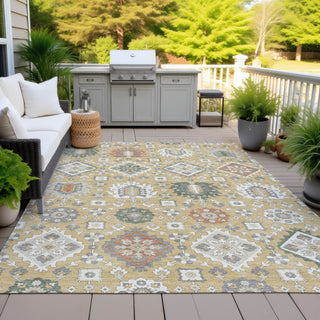 Piper Looms Chantille Bohemian ACN2200 Gold Machine Washable Area Rug Outdoor Lifestyle Image Feature