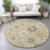 Piper Looms Chantille Bohemian ACN2200 Gold Machine Washable Area Rug Round Lifestyle Image Feature