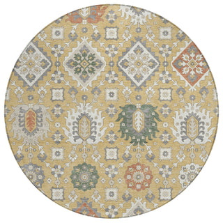 Piper Looms Chantille Bohemian ACN2200 Gold Machine Washable Area Rug Round Main Image