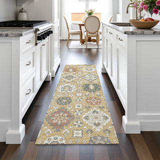 Piper Looms Chantille Bohemian ACN2200 Gold Machine Washable Area Rug Runner Lifestyle Image Feature