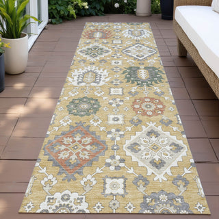 Piper Looms Chantille Bohemian ACN2200 Gold Machine Washable Area Rug Runner Outdoor Lifestyle Image Feature