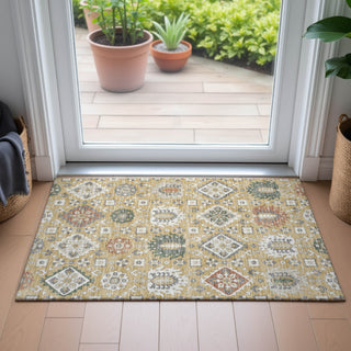 Piper Looms Chantille Bohemian ACN2200 Gold Machine Washable Area Rug Scatter Lifestyle Image Feature