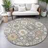 Piper Looms Chantille Bohemian ACN2200 Gray Machine Washable Area Rug Round Lifestyle Image Feature