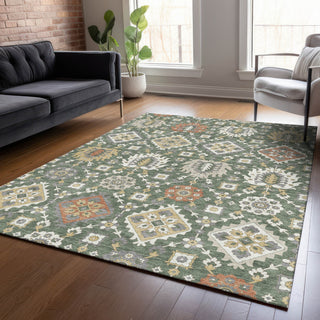 Piper Looms Chantille Bohemian ACN2200 Green Machine Washable Area Rug Lifestyle Image Feature