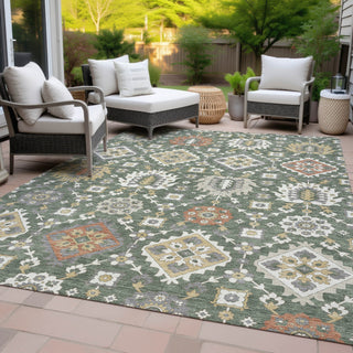 Piper Looms Chantille Bohemian ACN2200 Green Machine Washable Area Rug Outdoor Lifestyle Image Feature