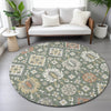 Piper Looms Chantille Bohemian ACN2200 Green Machine Washable Area Rug Round Lifestyle Image Feature