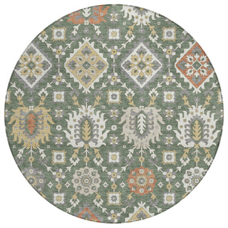 Piper Looms Chantille Bohemian ACN2200 Green Machine Washable Area Rug Round Main Image