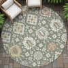 Piper Looms Chantille Bohemian ACN2200 Green Machine Washable Area Rug Round Outdoor Lifestyle Image Feature