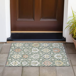 Piper Looms Chantille Bohemian ACN2200 Green Machine Washable Area Rug Scatter Outdoor Lifestyle Image Feature