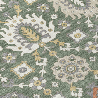 Piper Looms Chantille Bohemian ACN2200 Green Machine Washable Area Rug Swatch Image