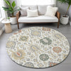 Piper Looms Chantille Bohemian ACN2200 Ivory Machine Washable Area Rug Round Lifestyle Image Feature