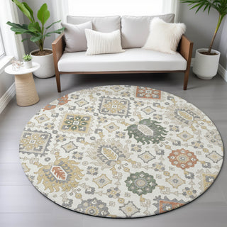 Piper Looms Chantille Bohemian ACN2200 Ivory Machine Washable Area Rug Round Lifestyle Image Feature