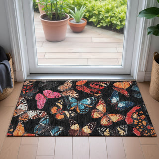 Piper Looms Chantille Animal ACN2201 Black Machine Washable Area Rug Scatter Lifestyle Image Feature