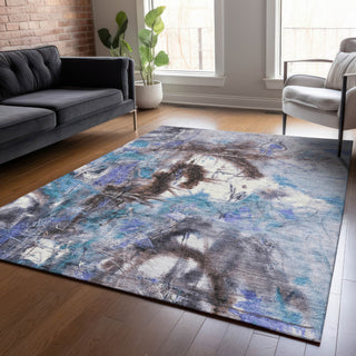 Piper Looms Chantille Abstract ACN2202 Lavender Machine Washable Area Rug Lifestyle Image Feature