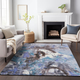 Piper Looms Chantille Abstract ACN2202 Lavender Machine Washable Area Rug Lifestyle Image Feature
