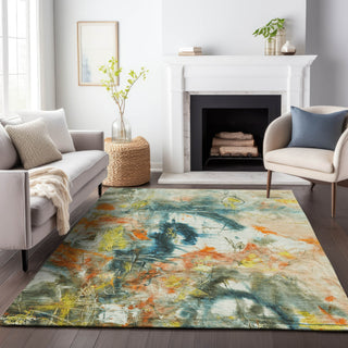 Piper Looms Chantille Abstract ACN2202 Sage Machine Washable Area Rug Lifestyle Image Feature