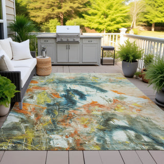 Piper Looms Chantille Abstract ACN2202 Sage Machine Washable Area Rug Outdoor Lifestyle Image Feature