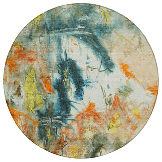 Piper Looms Chantille Abstract ACN2202 Sage Machine Washable Area Rug Round Main Image