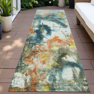 Piper Looms Chantille Abstract ACN2202 Sage Machine Washable Area Rug Runner Outdoor Lifestyle Image Feature