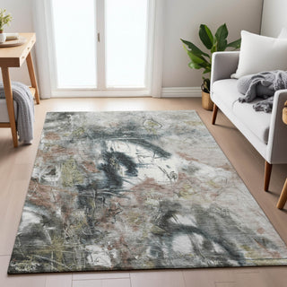 Piper Looms Chantille Abstract ACN2202 Taupe Machine Washable Area Rug Lifestyle Image Feature