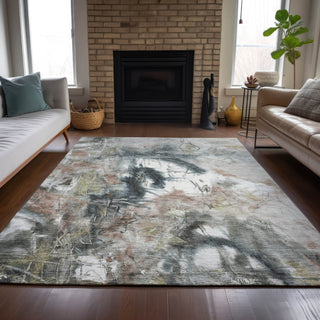 Piper Looms Chantille Abstract ACN2202 Taupe Machine Washable Area Rug Lifestyle Image Feature